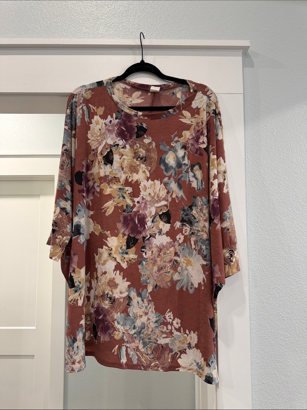 Sew In Love Rust Floral Dolman Tunic